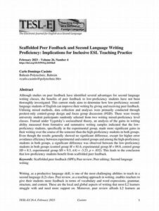 Building Writing Proficiency Via Peer Feedback