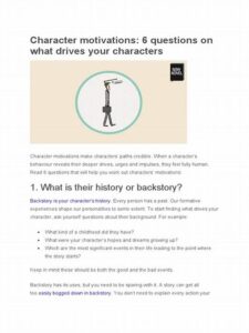Motivations Shaping Character Actions